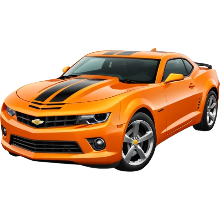 Orange Camaro with black stripes on hood emoji