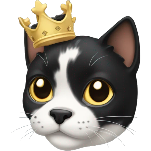 mainly black calico with crown emoji