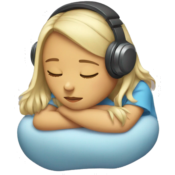 girl asleep with headphones on emoji