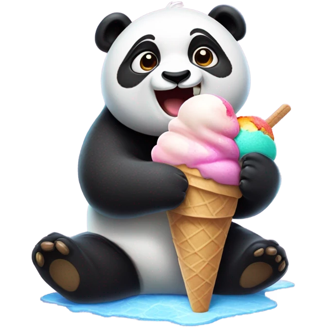 Panda eating ice cream emoji