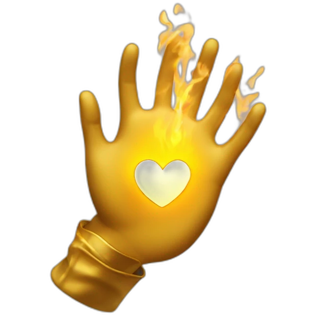 Gold hand holding fire heart emoji