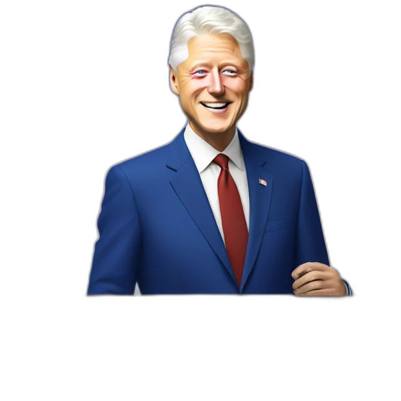 bill clinton in front of huge rainbow flag emoji