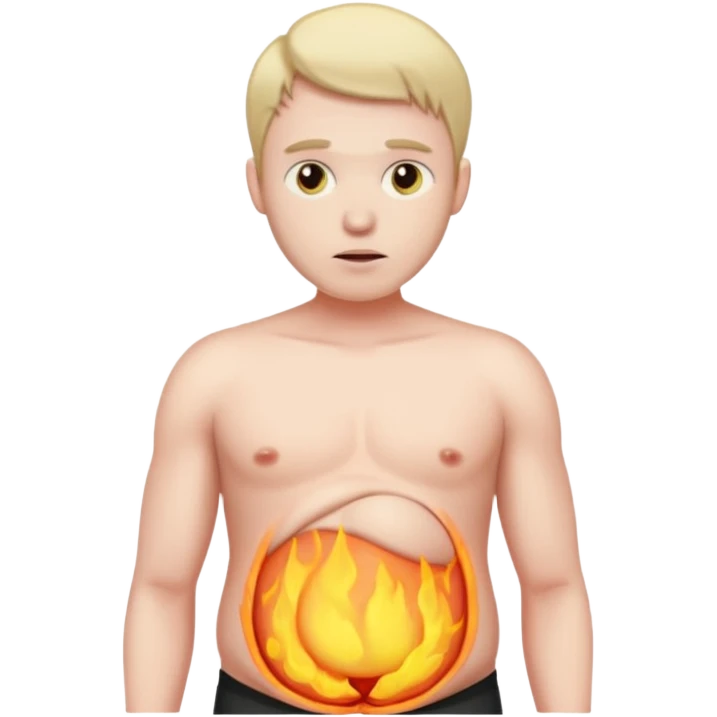 Male has inflamed belly emoji