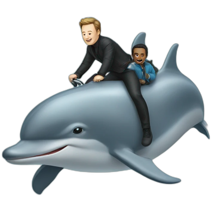 Musk riding a dolphin emoji