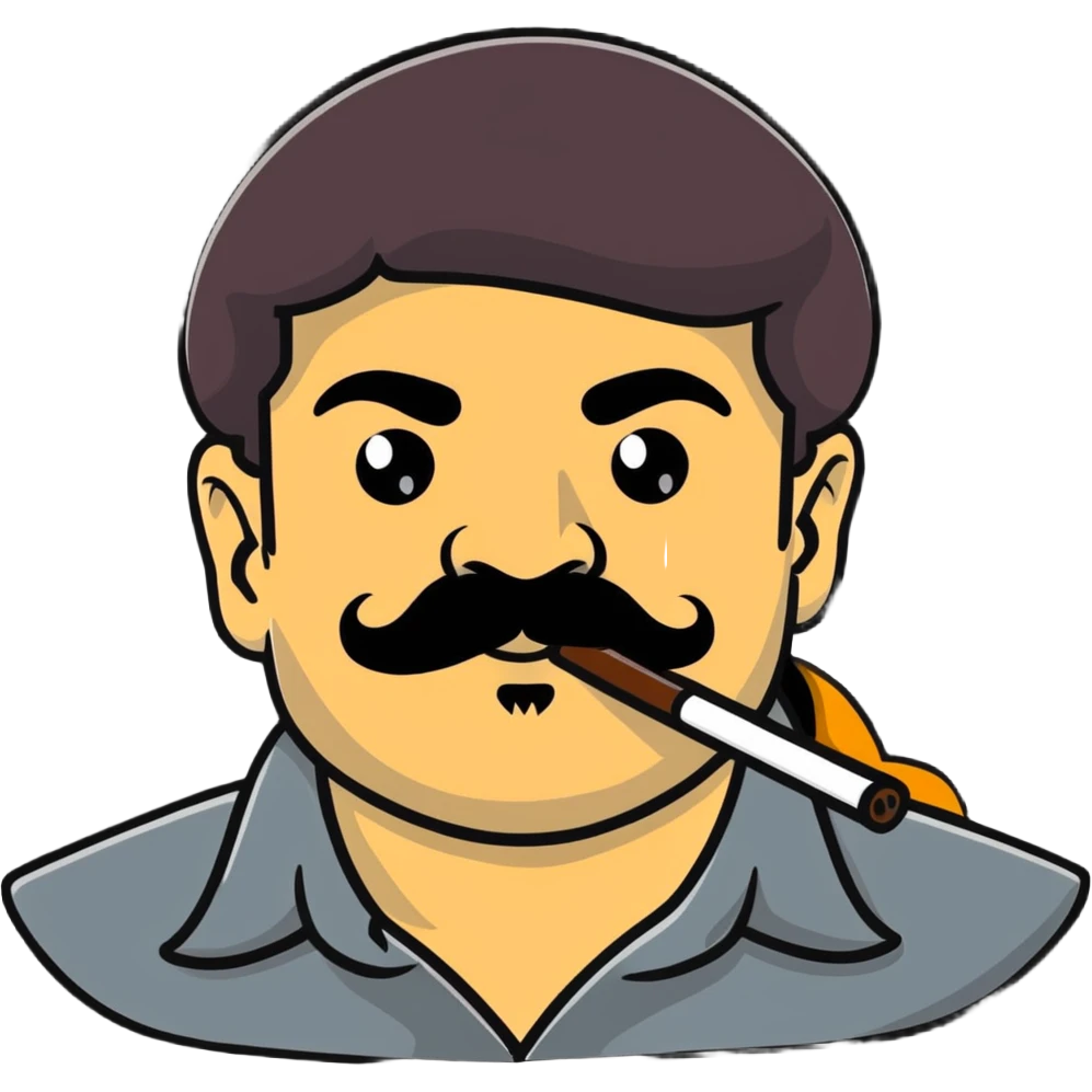 Joaquin El Chapo Guzman with thick mustache smoking weed emoji