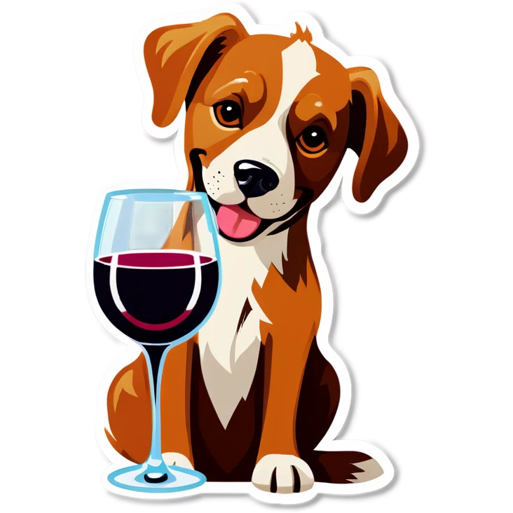 Dog drinking wine emoji