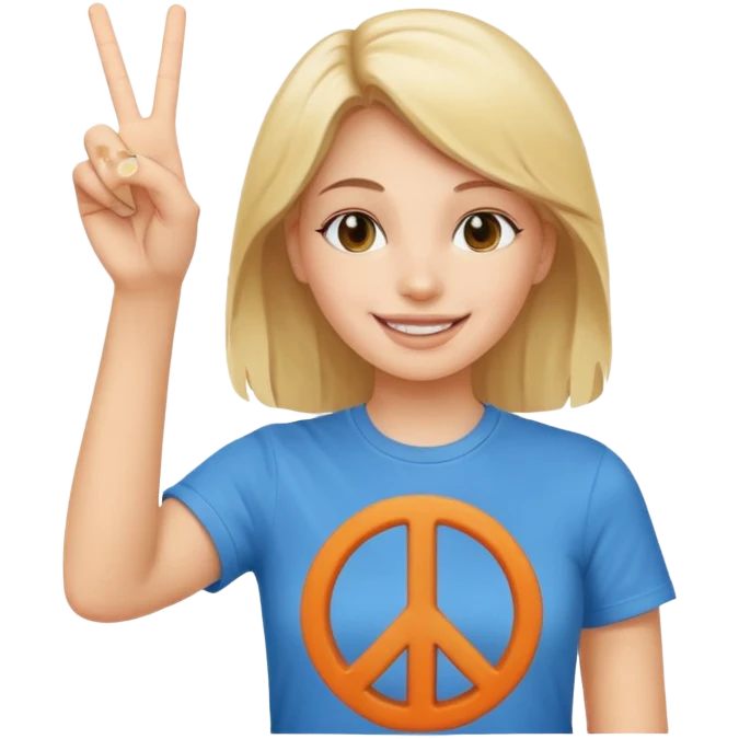smiling girl with peace sign\ emoji