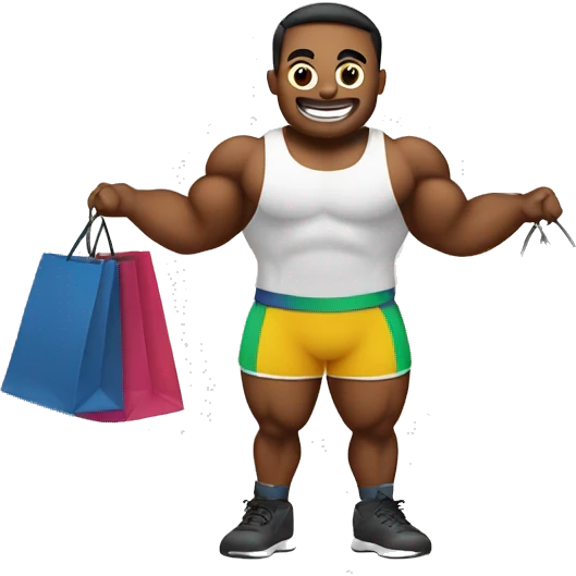 buff weightlifter holding shopping bags emoji