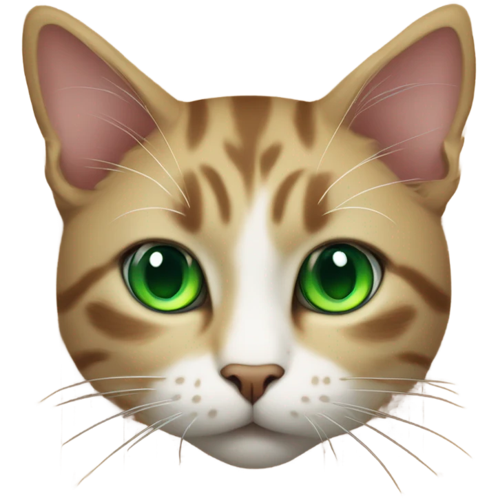 focused feline on wooden floor with green eyes emoji