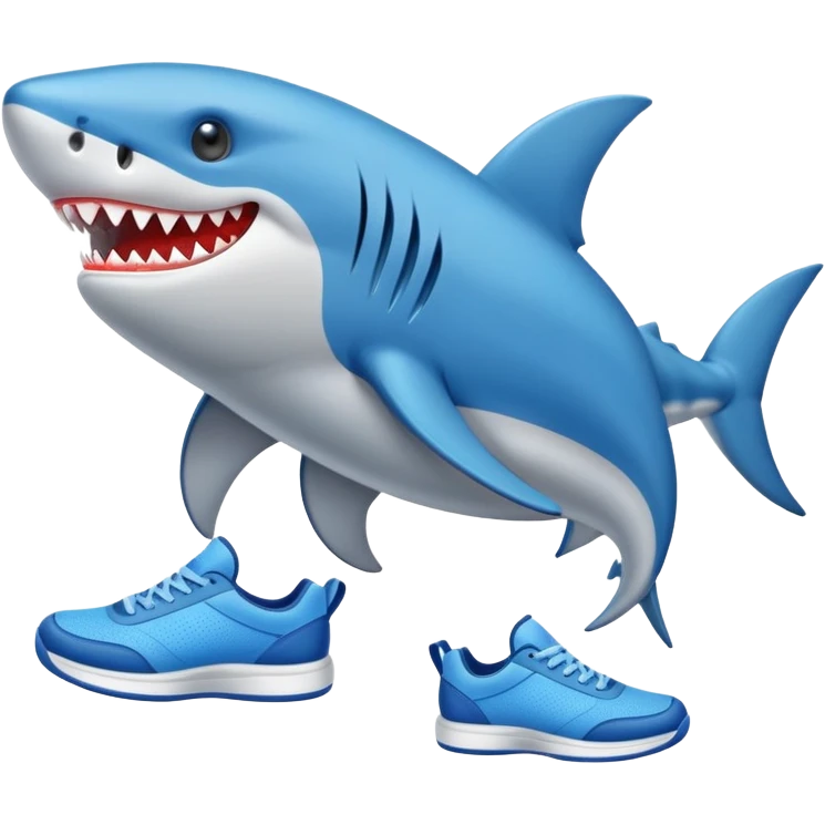 Un tiburón con zapatos tenis azules  emoji