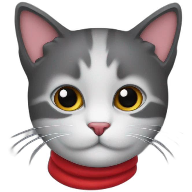 Gato negro con bufanda roja emoji