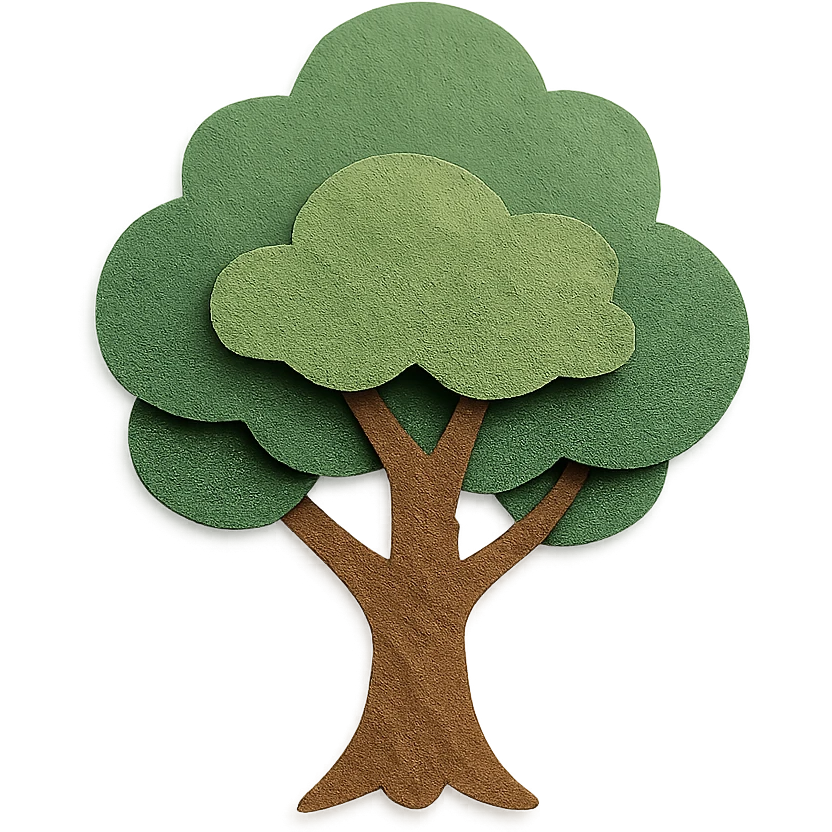 tree with layered leaves in paper-craft style emoji