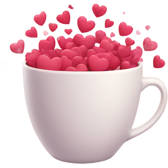 Cup overflowing with hearts emoji