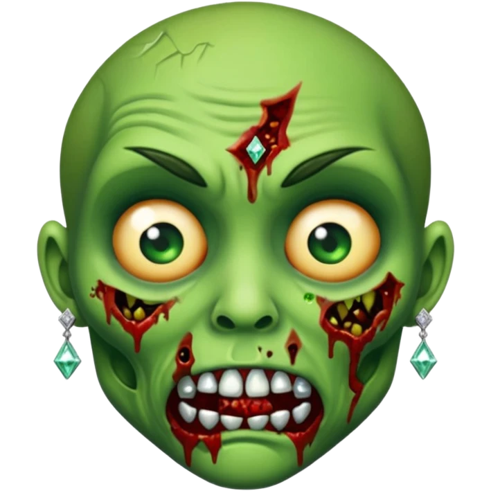 Create a zombie emoji with diamond earring emoji