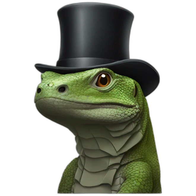 Komodo with top hat emoji