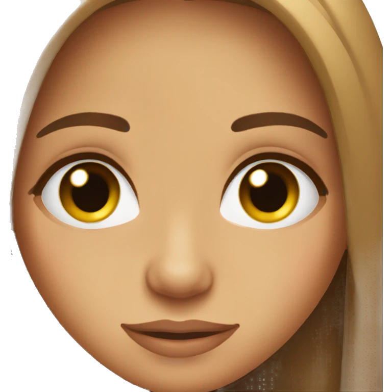 Tan girl, hazel eyes, long straight brown hair emoji
