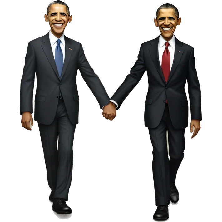 Obama and Michel hand in hand  emoji