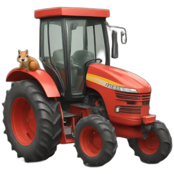 A tractor with a squirrel in thé tractor emoji