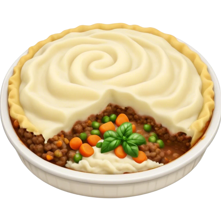 Cinematic Realistic Shepherd's Pie Dish Emoji, depicted with rich, savory minced lamb and vegetable filling topped with creamy mashed potatoes, rendered with exquisite detail and natural warm lighting that highlights its homestyle appeal. emoji