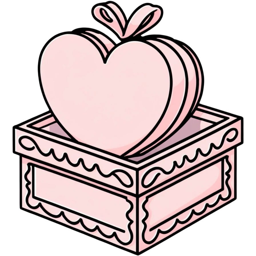 Pale pink Rococo heart box emoji