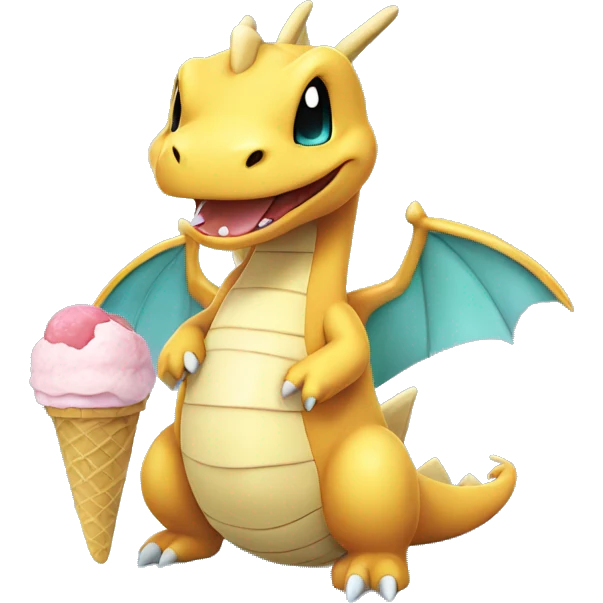 Pokemon dragonite with ice cream emoji
