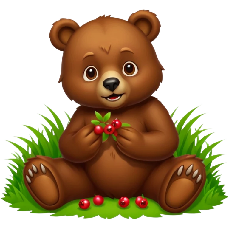 bear with berryes on grass emoji