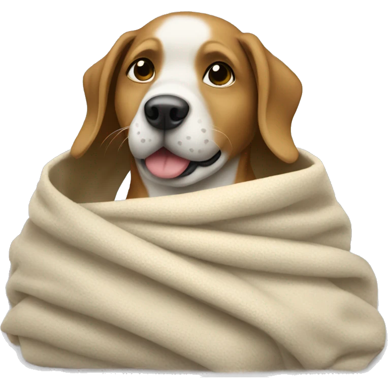  a dog wrapped in a blanket. emoji