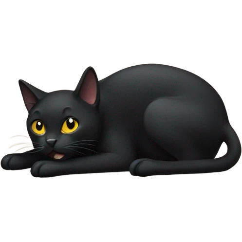 Black cat digging emoji