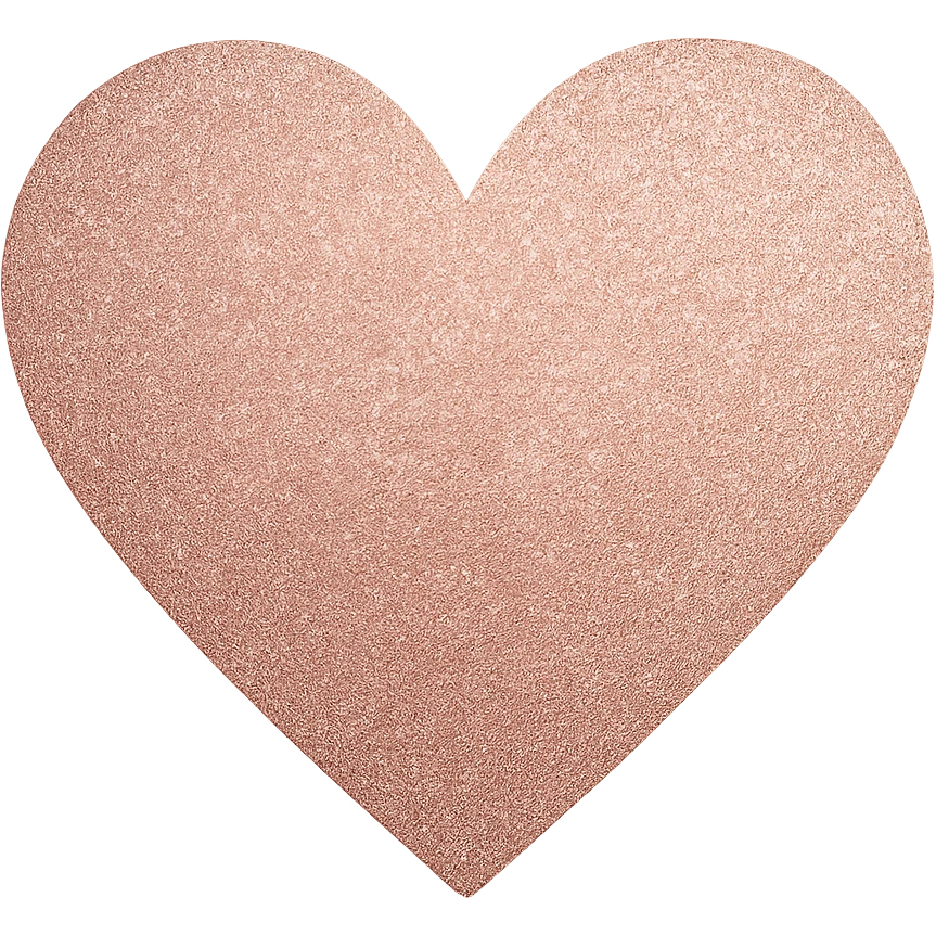 Edit the glittery gold color heart to a glittery rose gold color heart with a subtle gradient and no border. Keep the background transparent. Maintain the glittery texture and subtle gradient effect in rose gold tones emoji