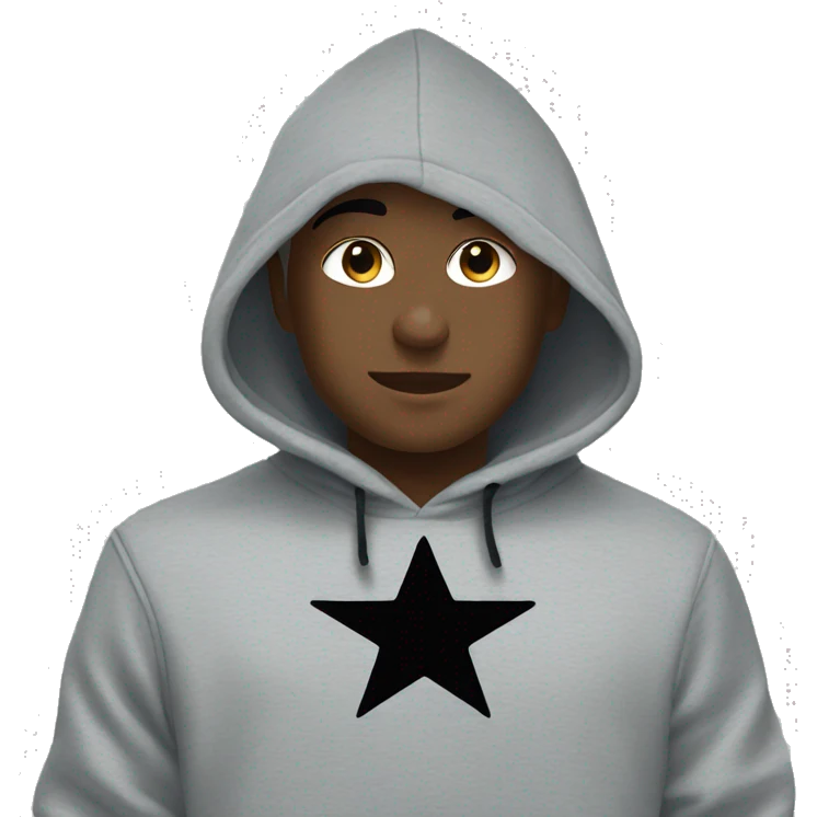 Gray Nike hoodie with a black star  emoji
