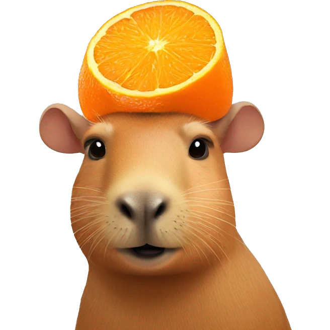 capybara with orange 🍊 on its head emoji