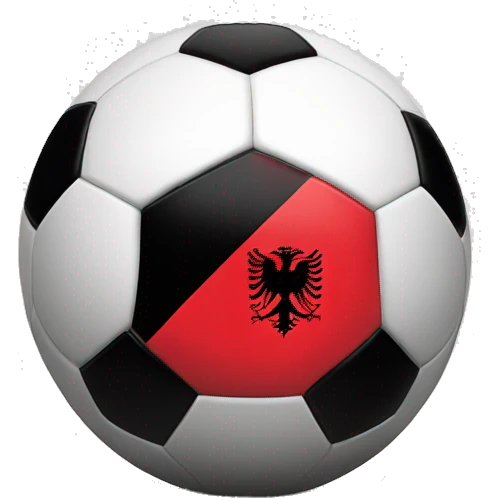 Albanian flag behind a soccer ball emoji