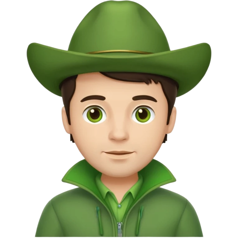 brunette man with green dutch clothing emoji