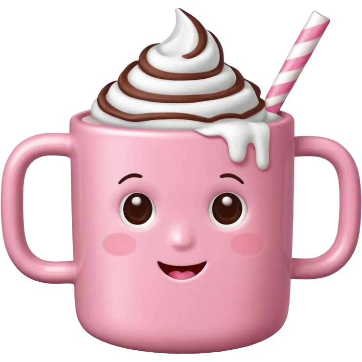 Marshmallow pink hot chocolate no face emoji