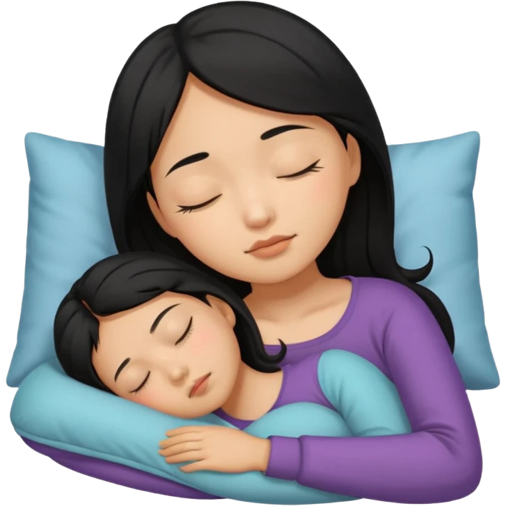 Black haired, tan Asian girl sleeping emoji