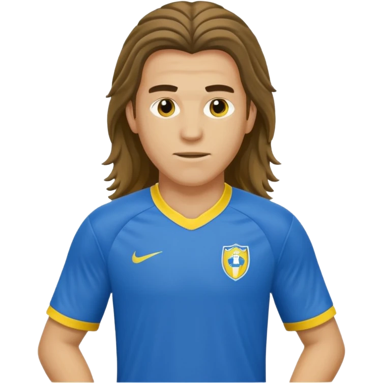 long haired soccer player blue yellow jersey emoji