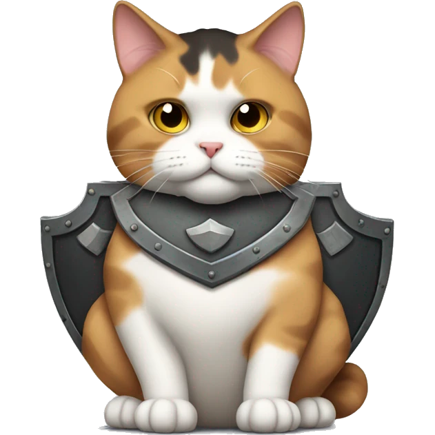 Fat calico cat with a shield  emoji