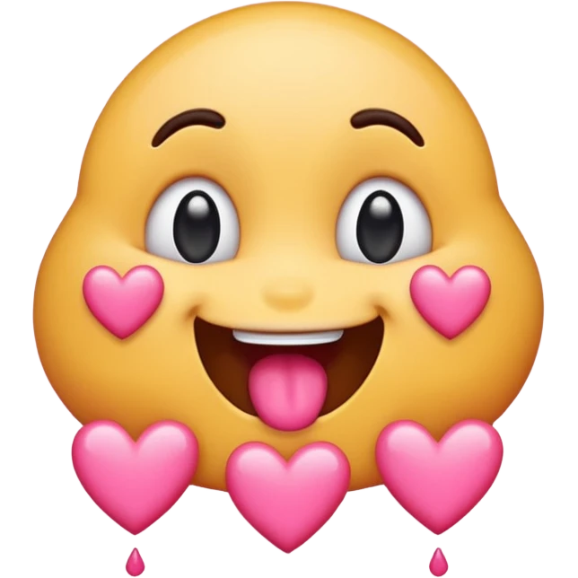 Drooling emoji with pink hearts emoji