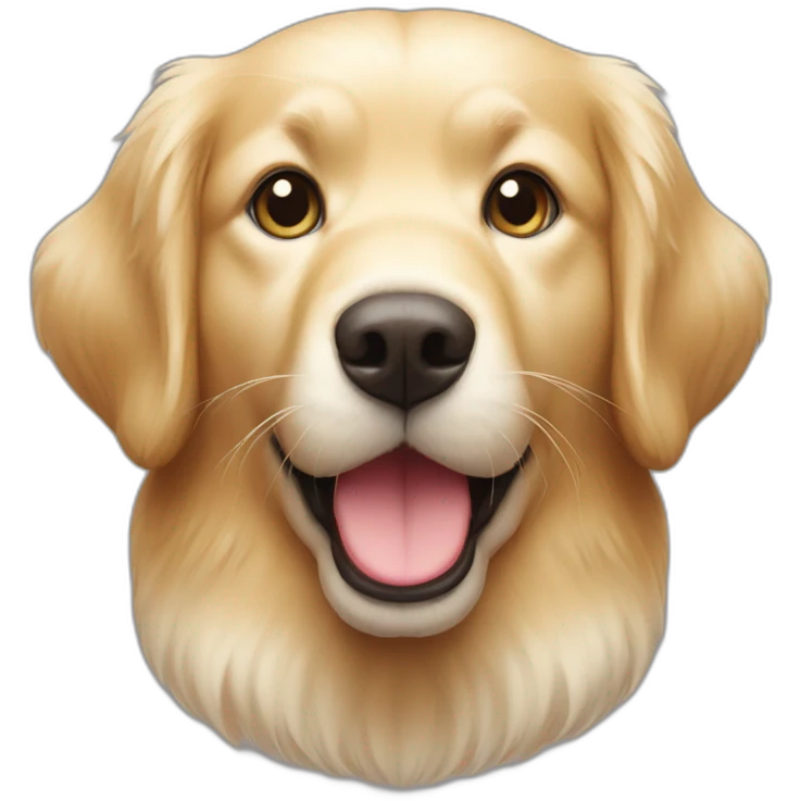 A Golden retriever, a white cat, a dark gray cat in a red heart emoji