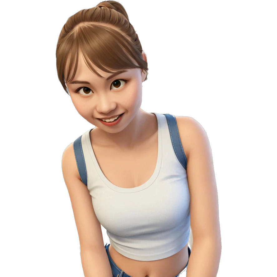 smiling girl in denim outfit emoji