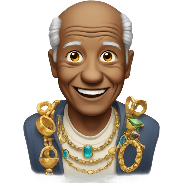 smiling old man with jewelry emoji