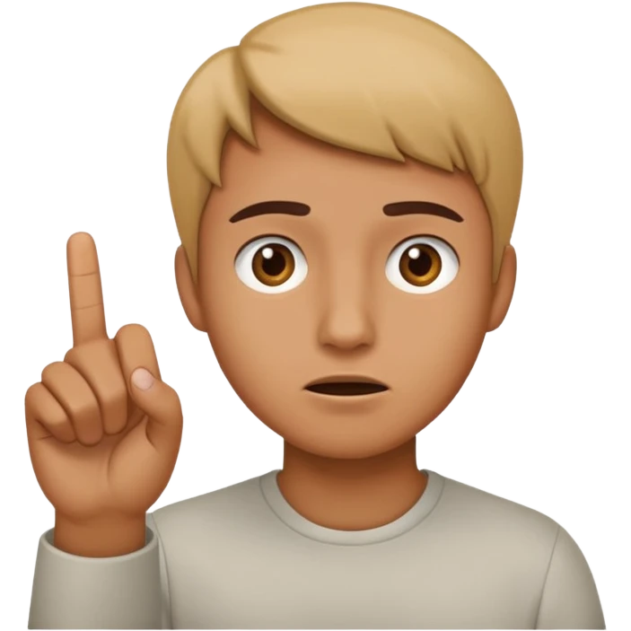 straight face confused holding up finger  emoji