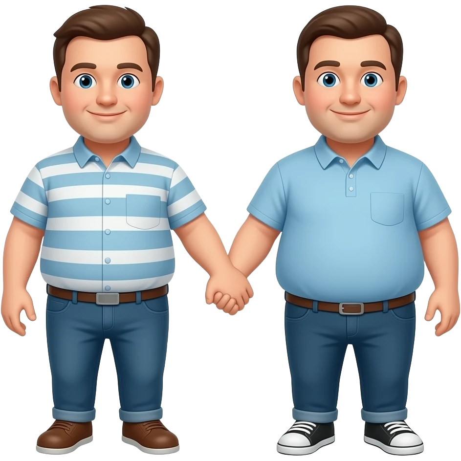Two men holding hands but one is fat emoji