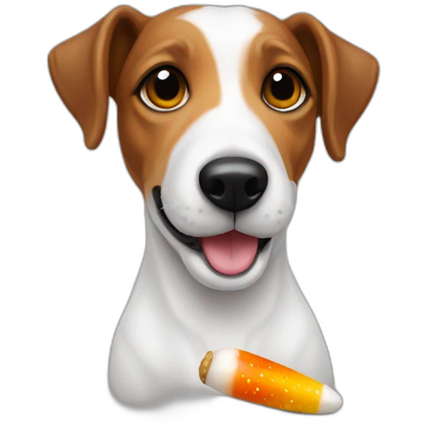 Jack Russell with candy corn toy emoji