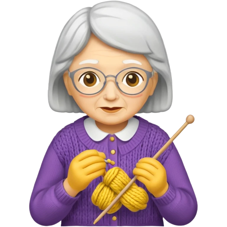 knitting grandma yellow emoji