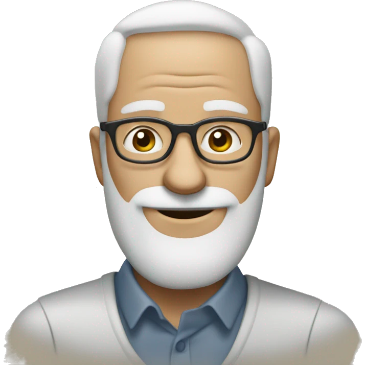 White Bald greying bearded man with glasses drinking Starbucks emoji