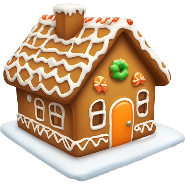 Gingerbread house with a orange bow  emoji