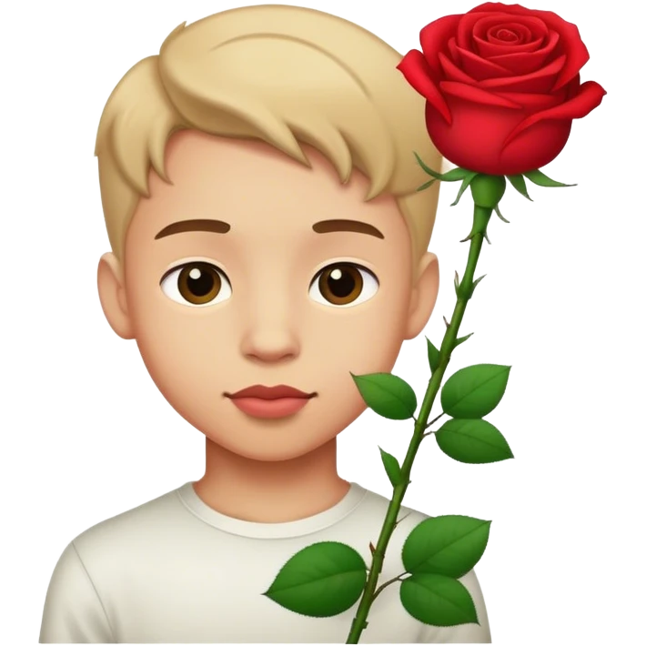 a boy holding a rose  emoji