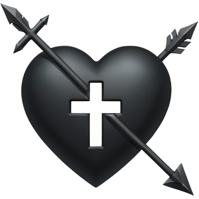 Black heart with cross arrow. Don't use red colour . Use normal Arrow which goes from one side and come out of other . Don't use fancy arrow. Make it that it goes from bottom right to come on top left. Don't use red colour  emoji