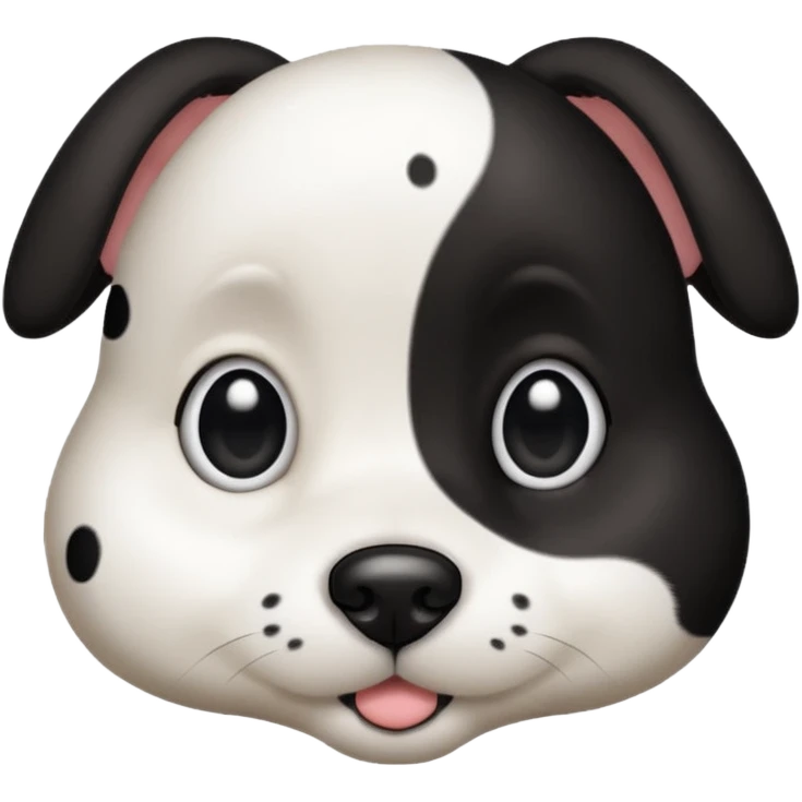 black and white dog spotted bigger eyes, cute emoji